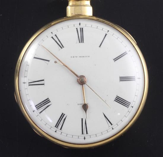 A George IV engine turned 18ct gold keywind cylinder pocket watch by D & W Morice, London, with key.